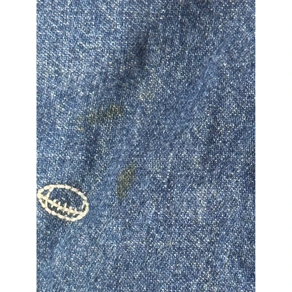 OshKosh Bgosh Kids 3T Blue Denim Football Embroidered Bib Overalls Dark Wash